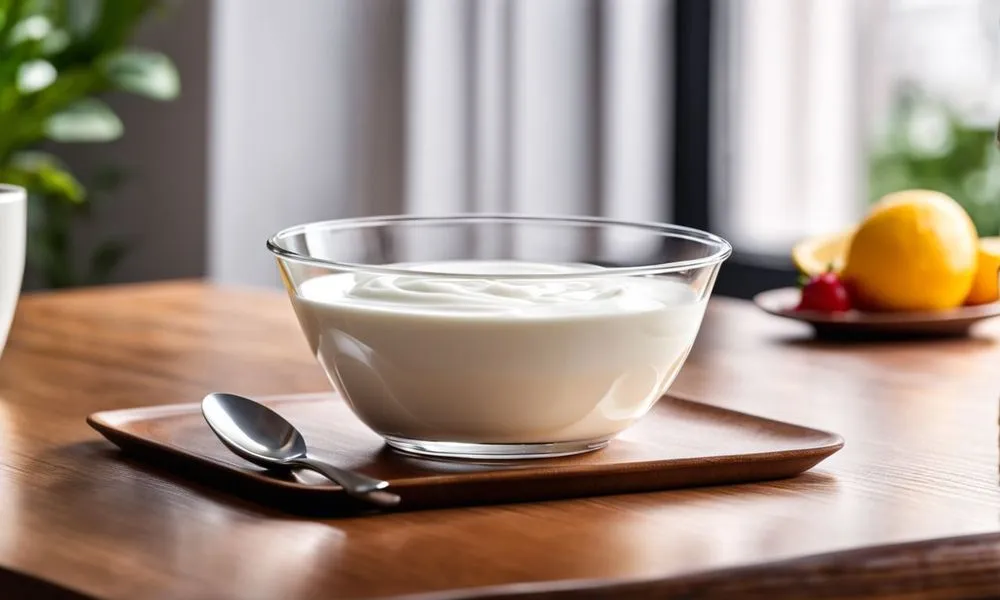 Một hộp sữa chua không đường, hỗ trợ cách trị viêm nấm âm đạo tạm thời ở nhfa bằng cách cân bằng hệ vi sinh và làm dịu cơn ngứa.